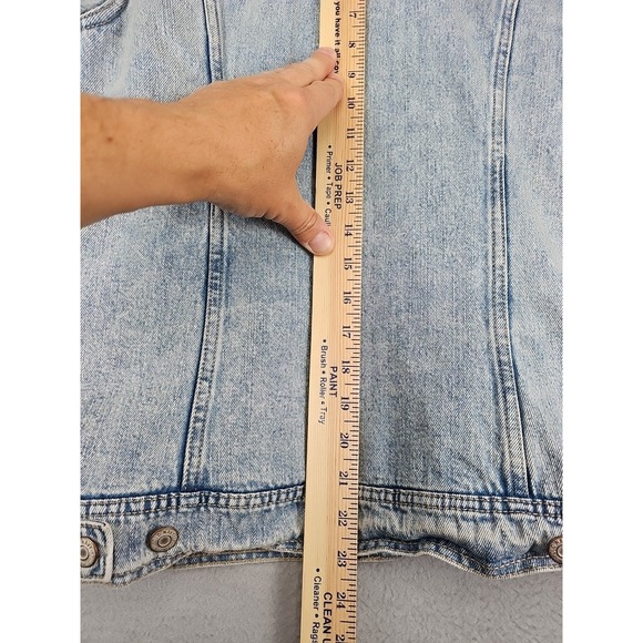 Old Navy Denim Trucker Jacket Women's Size Medium Blue Sherpa Lined Jean Coat - Picture 8 of 9